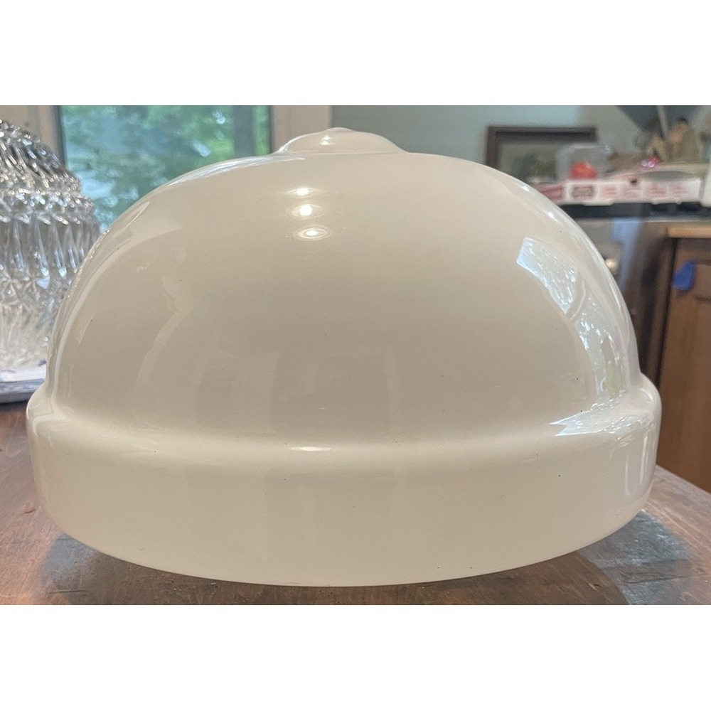 Vintage Milk Glass School House White Lamp Shade Mushroom 12" Wide 4" Fitter